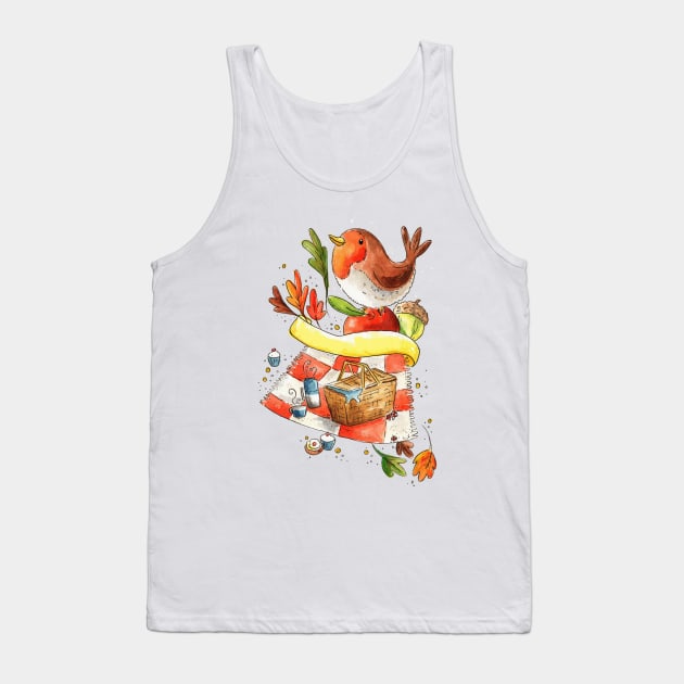 Fall Picnic Tank Top by Vicky Kuhn Illustration